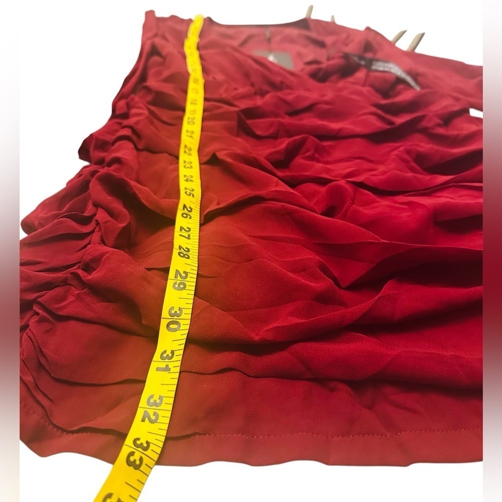 PrettyLittleThing Red Chiffon Ruched Bodycon Long Sleeve Dress  NWT Womens 10 - Picture 6 of 10